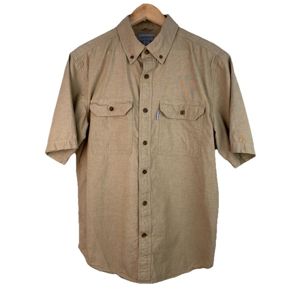 Carhartt Other - Carhartt Men's M Tan Relaxed Fit Short Sleeve Button Up Casual Workwear Shirt